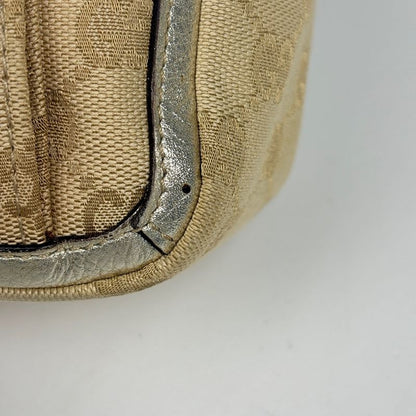 Gucci GG Pattern Tote Shoulder Bag Canvas Beige Gold