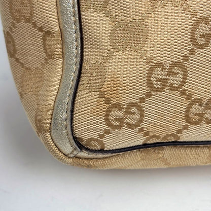 Gucci GG Pattern Tote Shoulder Bag Canvas Beige Gold