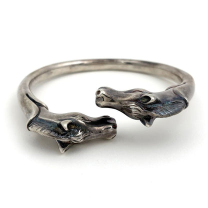 Hermes Chevalhos Bangle Horse Motif Bracelet Metal Silver