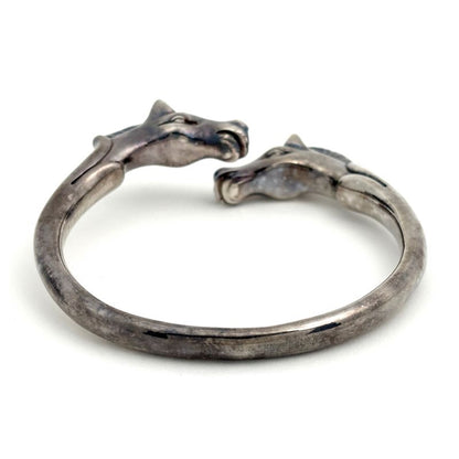 Hermes Chevalhos Bangle Horse Motif Bracelet Metal Silver