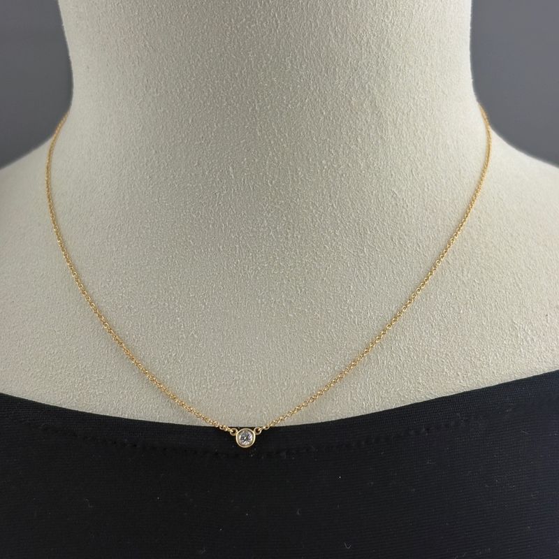 Tiffany & Co by the Yard Necklace YG Yellow Gold Pendant Elsa