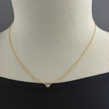 Tiffany & Co by the Yard Necklace YG Yellow Gold Pendant Elsa