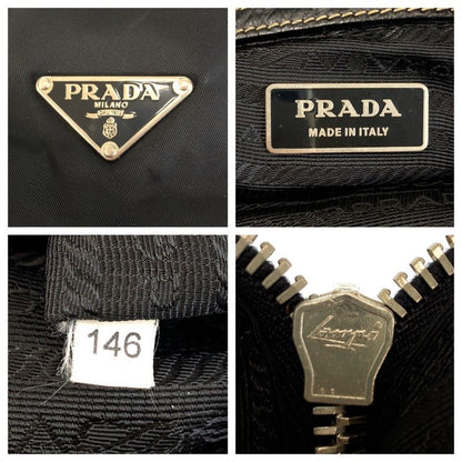 Prada Tessuto Black Nylon Leather Shoulder Bag