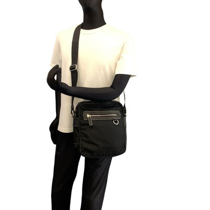 Prada Tessuto Black Nylon Leather Shoulder Bag