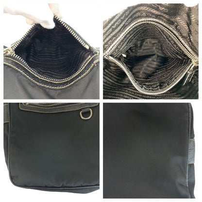 Prada Tessuto Black Nylon Leather Shoulder Bag