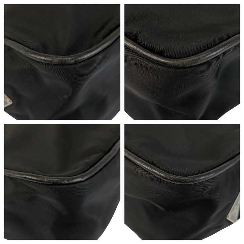 Prada Tessuto Black Nylon Leather Shoulder Bag