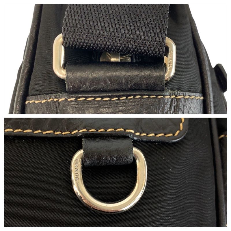 Prada Tessuto Black Nylon Leather Shoulder Bag