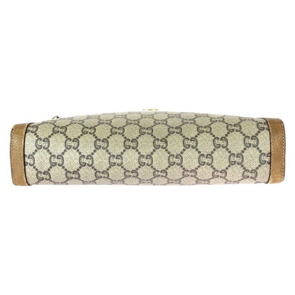 Gucci Vintage Plus Beige Brown Gold GG Supreme Canvas Clutch