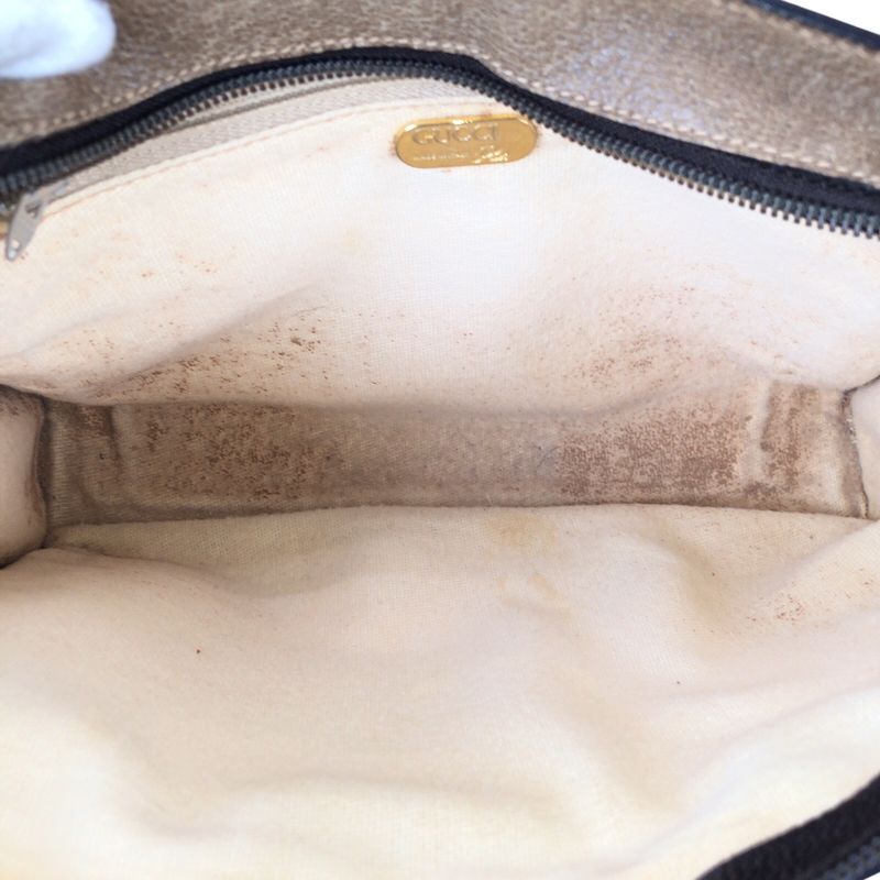 Gucci Vintage Plus Beige Brown Gold GG Supreme Canvas Clutch