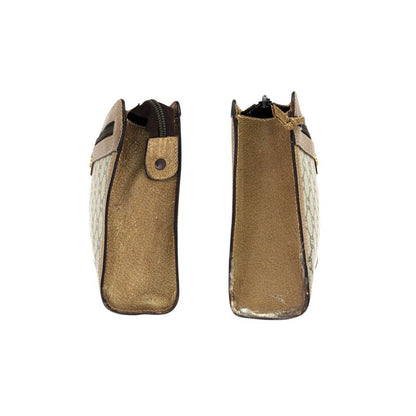 Gucci Vintage Plus Beige Brown Gold GG Supreme Canvas Clutch