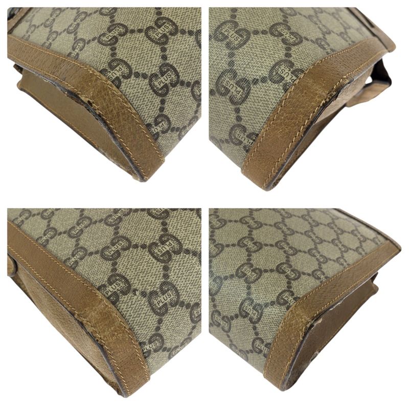 Gucci Vintage Plus Beige Brown Gold GG Supreme Canvas Clutch