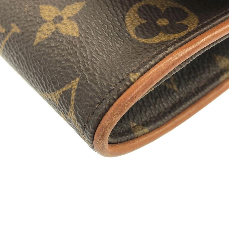 Louis Vuitton Monogram Pochette Twin PM Shoulder Bag Marron