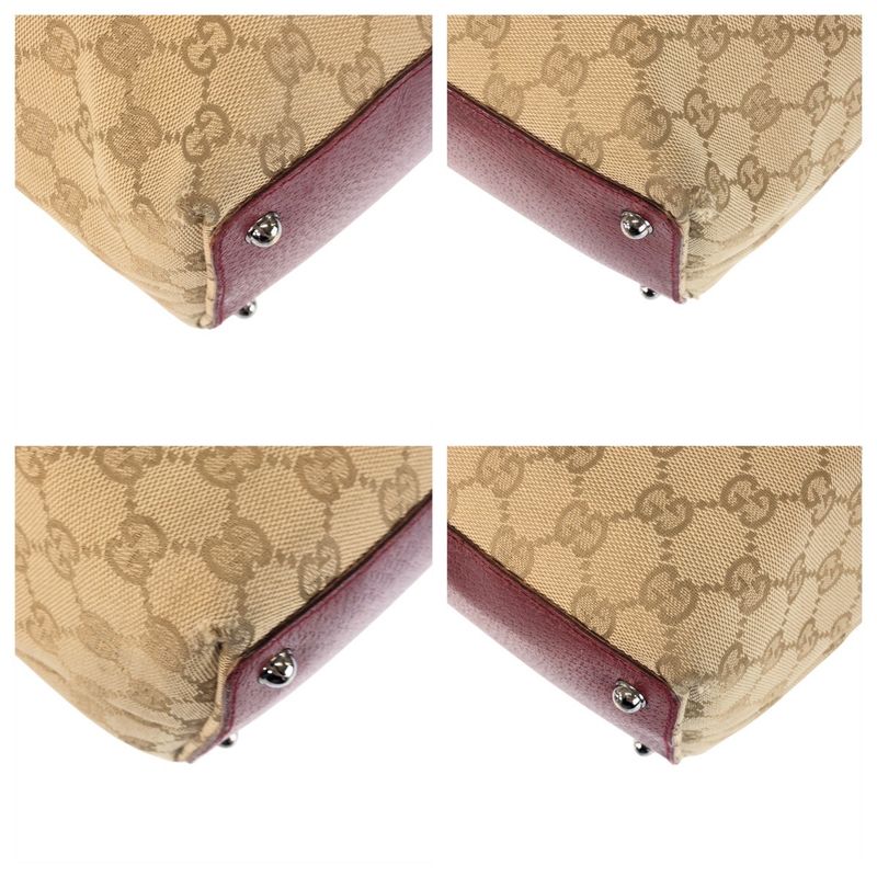 Gucci Beige Red Silver GG Canvas Tote Shoulder Bag