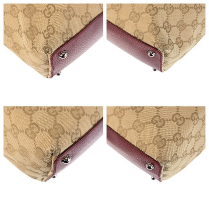 Gucci Beige Red Silver GG Canvas Tote Shoulder Bag