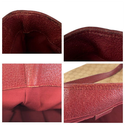 Gucci Beige Red Silver GG Canvas Tote Shoulder Bag