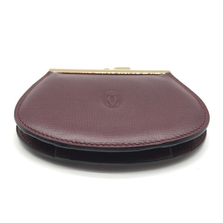 Cartier Must Line Wallet Clasp Coin Purse Leather Gold Case Present Gift