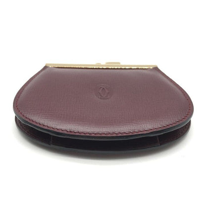 Cartier Must Line Wallet Clasp Coin Purse Leather Gold Case Present Gift