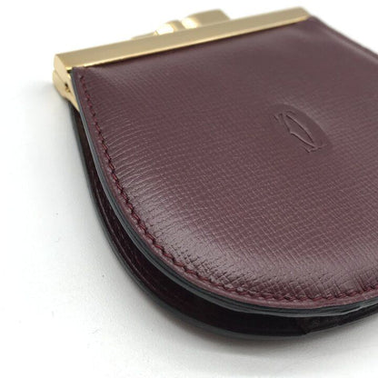 Cartier Must Line Wallet Clasp Coin Purse Leather Gold Case Present Gift