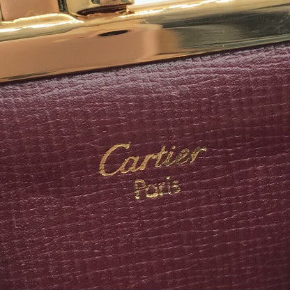 Cartier Must Line Wallet Clasp Coin Purse Leather Gold Case Present Gift
