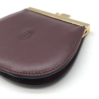 Cartier Must Line Wallet Clasp Coin Purse Leather Gold Case Present Gift