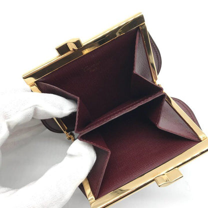 Cartier Must Line Wallet Clasp Coin Purse Leather Gold Case Present Gift