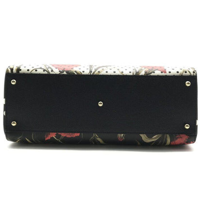 Dolce & Gabbana 2-Way Bag Leather Dot Flower White Black