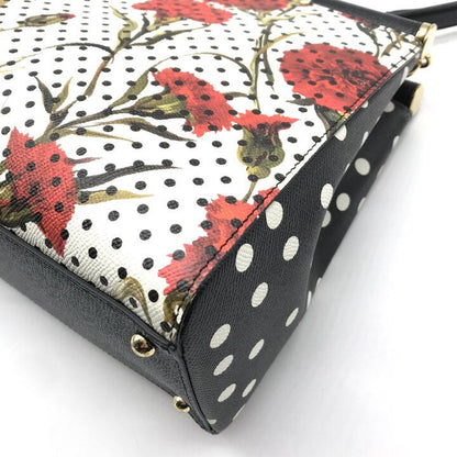 Dolce & Gabbana 2-Way Bag Leather Dot Flower White Black