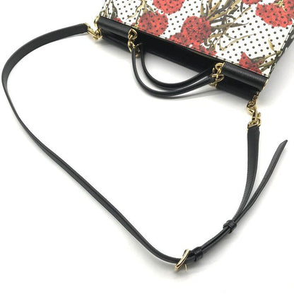 Dolce & Gabbana 2-Way Bag Leather Dot Flower White Black