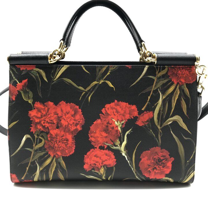 Dolce & Gabbana 2-Way Bag Leather Dot Flower White Black