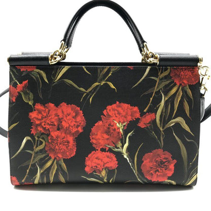 Dolce & Gabbana 2-Way Bag Leather Dot Flower White Black