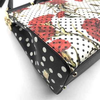 Dolce & Gabbana 2-Way Bag Leather Dot Flower White Black
