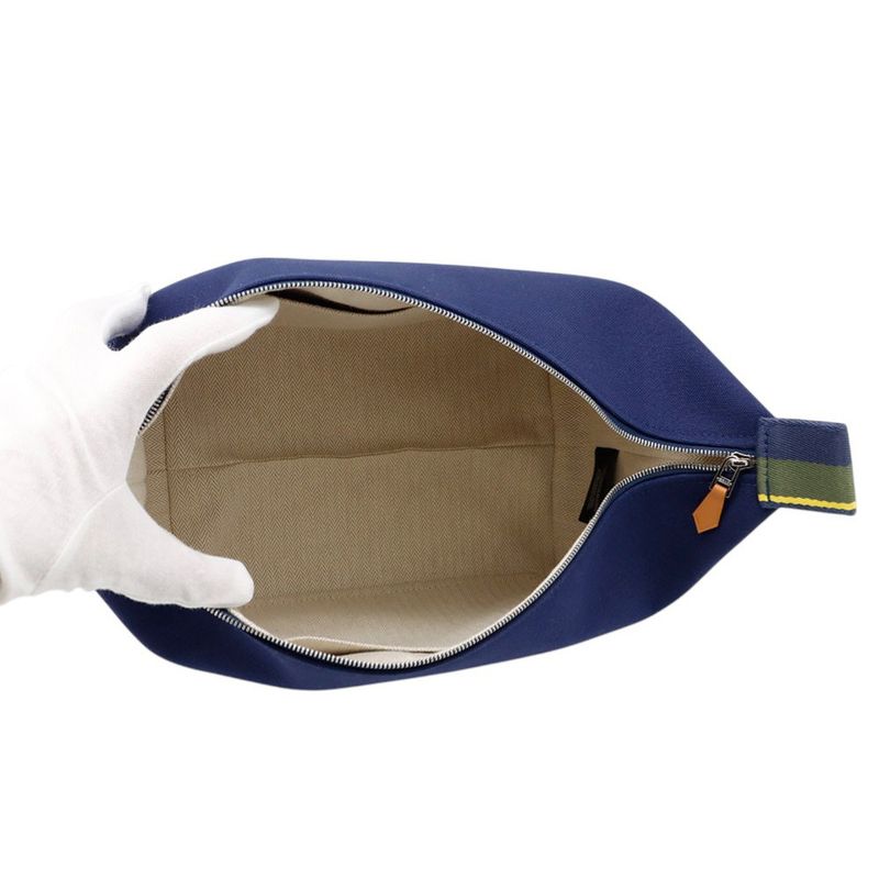 Hermes Pouch Bric-a-Brac GM Pavillon Marine Silver Canvas