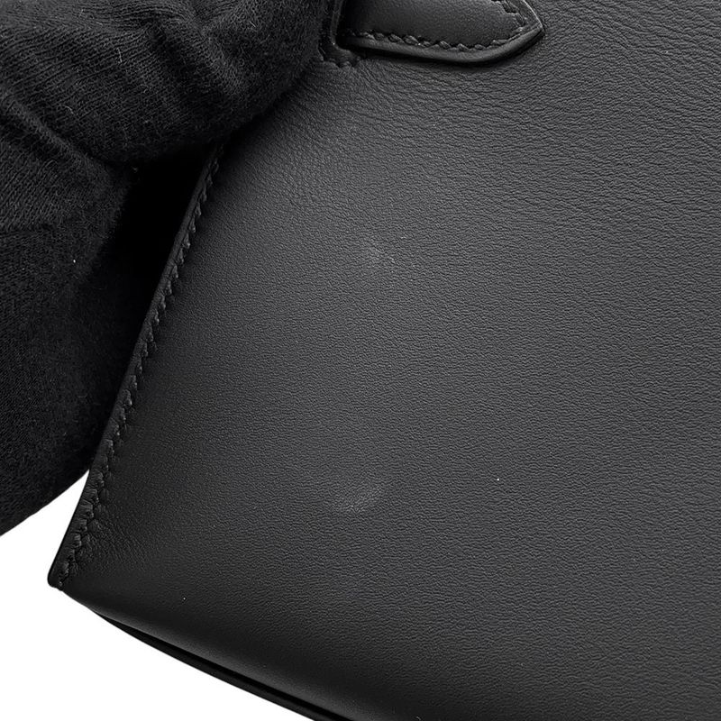 Hermes Handbag Pochette Kelly Black Gold Swift