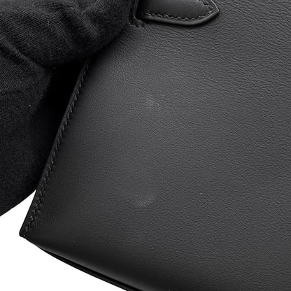 Hermes Handbag Pochette Kelly Black Gold Swift