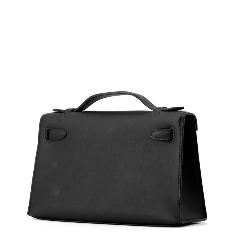 Hermes Handbag Pochette Kelly Black Gold Swift