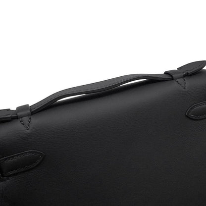 Hermes Handbag Pochette Kelly Black Gold Swift