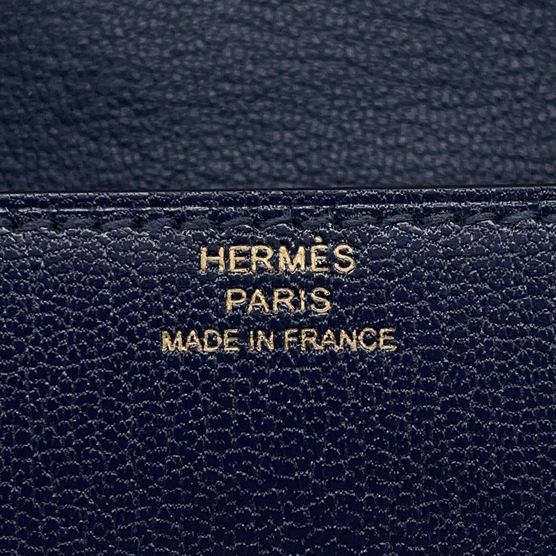 Hermes Shoulder Wallet Chaine D'ancre Compact Blue Sapphire Gold Blue Saffiano