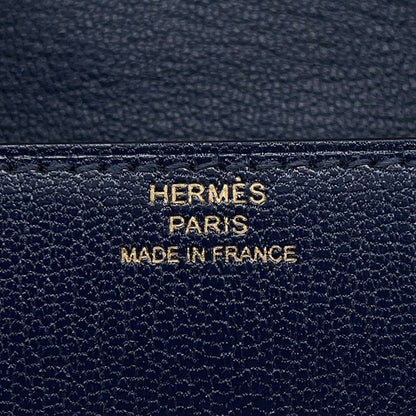 Hermes Shoulder Wallet Chaine D'ancre Compact Blue Sapphire Gold Blue Saffiano