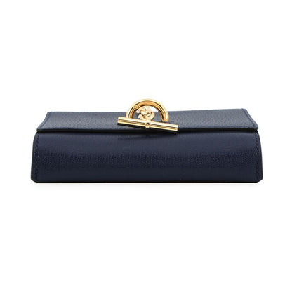 Hermes Shoulder Wallet Chaine D'ancre Compact Blue Sapphire Gold Blue Saffiano