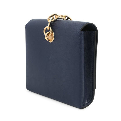 Hermes Shoulder Wallet Chaine D'ancre Compact Blue Sapphire Gold Blue Saffiano