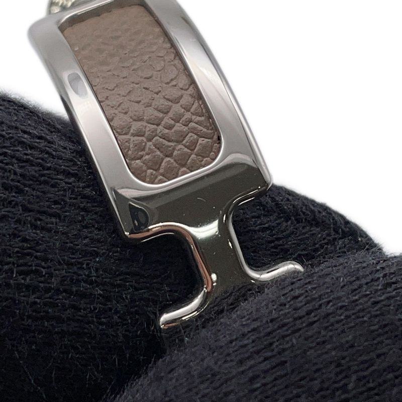 Hermes Earrings Olympe Etoupe Silver Epsom
