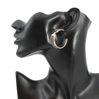 Hermes Earrings Olympe Etoupe Silver Epsom