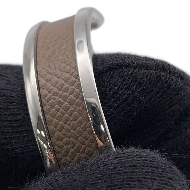 Hermes Earrings Olympe Etoupe Silver Epsom