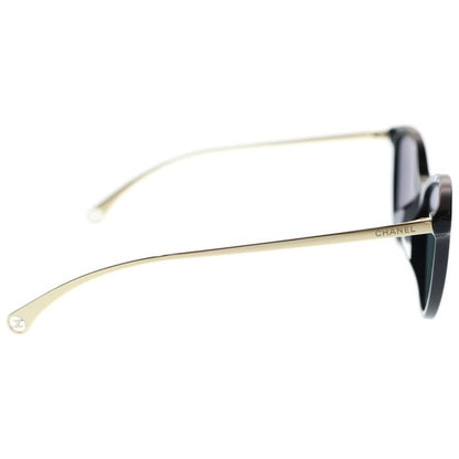 Chanel CC Logo Side Cat Eye Frame Sunglasses Black Gold