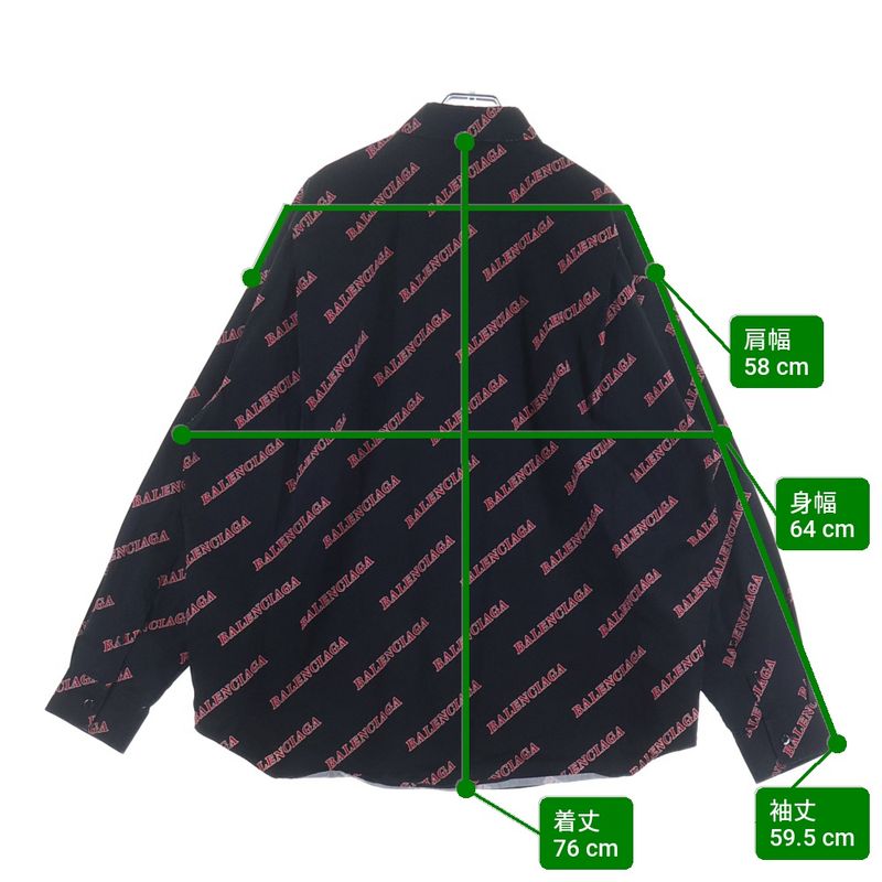 Balenciaga Over Logo Print Long Sleeve Shirt Black Red