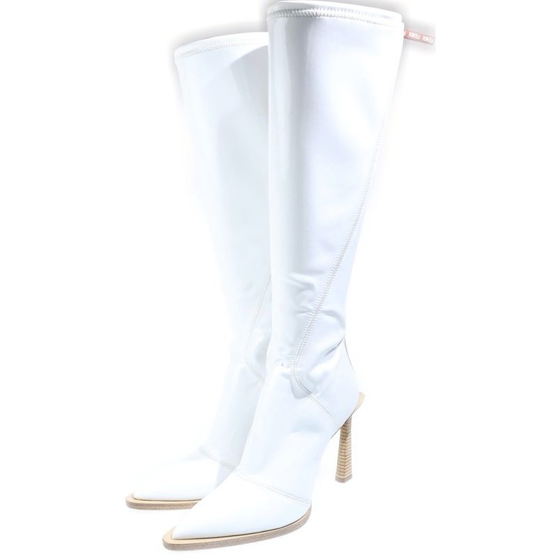 Fendi Patent Heel Long Boots White
