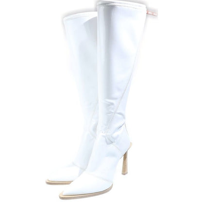Fendi Patent Heel Long Boots White