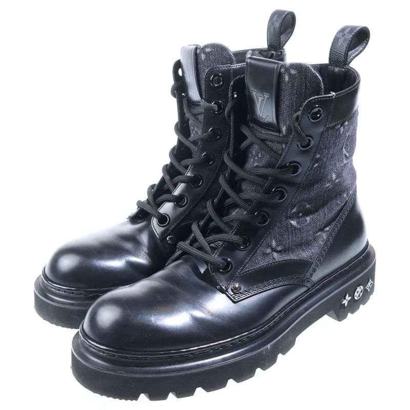Louis Vuitton Monogram Denim LV Ranger Ankle Boots High Cut Sneakers Black