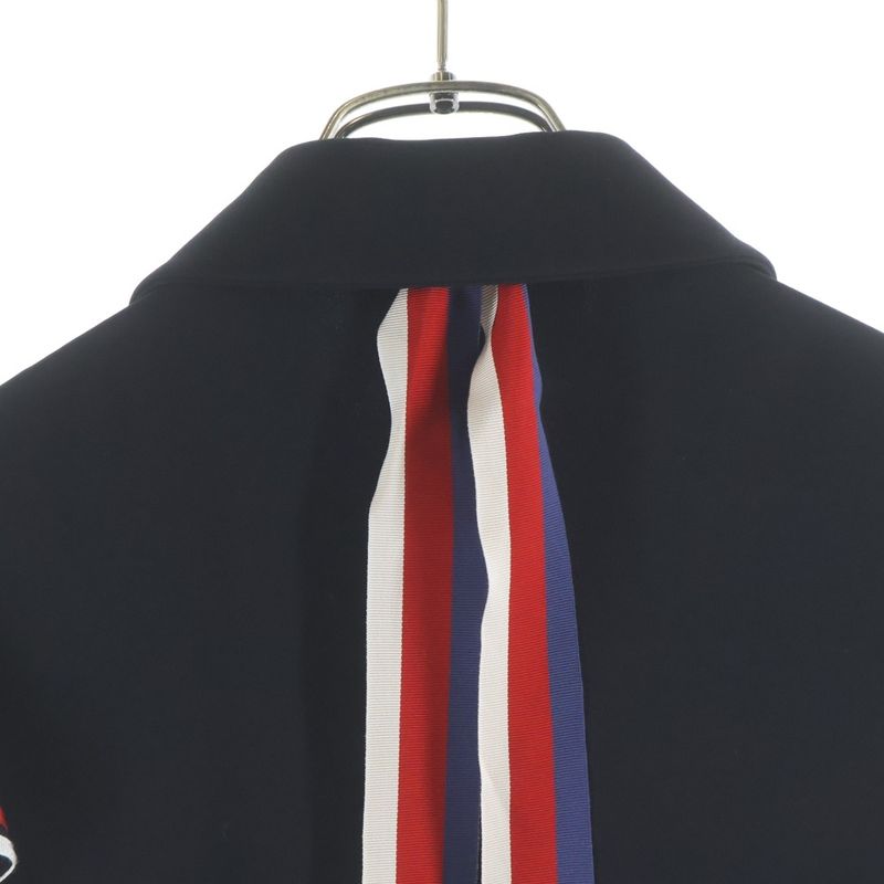 Gucci Web Ruffle Zip Up Jersey Dress Black