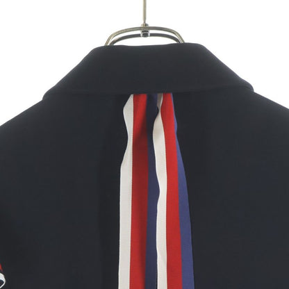 Gucci Web Ruffle Zip Up Jersey Dress Black